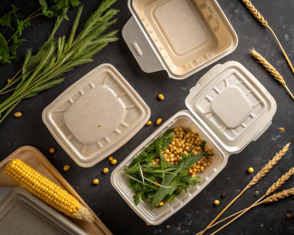 PLA compostable clamshell containers with plant-based materials — Pure Form Solution